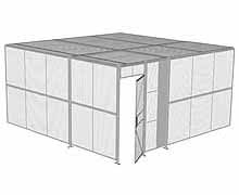 2-Wall Woven Wire Security Cage, w/Ceiling, 16'4" x 16'4" x 8'5-1/4" with 3' Hinged Gate