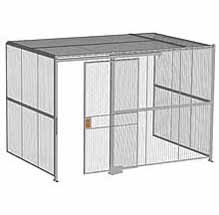 3-Wall Woven Wire Security Cage, w/Ceiling, 12'6" x 8'2" x 8'5-1/4" with 4' Sliding Gate