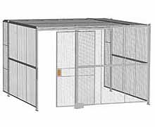 3-Wall Woven Wire Security Cage, w/Ceiling, 12'6" x 12'4" x 8'5-1/4" with 4' Sliding Gate