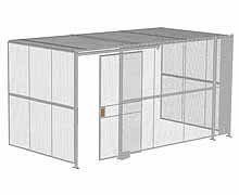 3-Wall Woven Wire Security Cage, w/Ceiling, 16'6" x 8'2" x 8'5-1/4" with 4' Sliding Gate