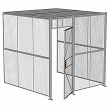 3-Wall Woven Wire Security Cage, w/Ceiling, 8'6" x 8'2" x 8'5-1/4" with 3' Hinged Gate