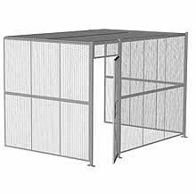 3-Wall Woven Wire Security Cage, w/Ceiling, 12'6" x 8'2" x 8'5-1/4" with 3' Hinged Gate