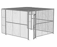 3-Wall Woven Wire Security Cage, w/Ceiling, 12'6" x 12'4" x 8'5-1/4" with 3' Hinged Gate