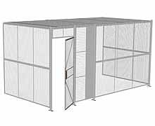 3-Wall Woven Wire Security Cage, w/Ceiling, 16'6" x 8'2" x 8'5-1/4" with 3' Hinged Gate