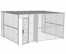 3-Wall Woven Wire Security Cage, w/Ceiling, 16'6" x 12'4" x 8'5-1/4" with 3' Hinged Gate