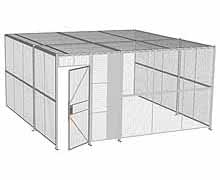 3-Wall Woven Wire Security Cage, w/Ceiling, 16'6" x 16'4" x 8'5-1/4" with 3' Hinged Gate