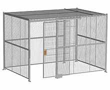 4-Wall Woven Wire Security Cage, w/Ceiling, 12'6" x 8'4" x 8'5-1/4" with 4' Sliding Gate