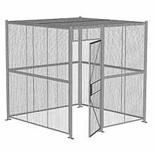 4-Wall Woven Wire Security Cage, w/Ceiling, 8'6" x 8'4" x 8'5-1/4" with 3' Hinged Gate