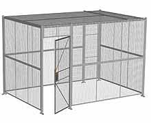 4-Wall Woven Wire Security Cage, w/Ceiling, 12'6" x 8'4" x 8'5-1/4" with 3' Hinged Gate