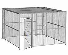 4-Wall Woven Wire Security Cage, w/Ceiling, 12'6" x 12'6" x 8'5-1/4" with 3' Hinged Gate