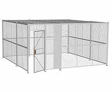 4-Wall Woven Wire Security Cage, w/Ceiling, 16'6" x 16'6" x 8'5-1/4" with 3' Hinged Gate