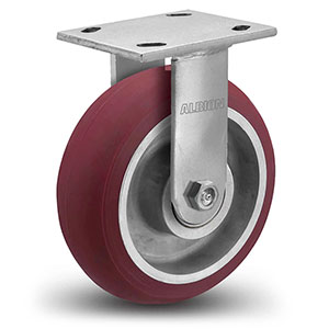Rigid Caster - 4" x 2" Maroon Polyurethane on Aluminum Wheel with Round Tread, 700 lb. Cap.