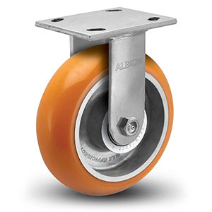 Rigid Caster - 4" x 2" Orange Polyurethane on Aluminum Wheel with Round Tread, 800 lb. Cap., 3 Yr. Warranty