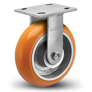 Rigid Caster - 6" x 2" Orange Polyurethane on Aluminum Wheel with Round Tread, 1250 lb. Cap., 3 Yr. Warranty