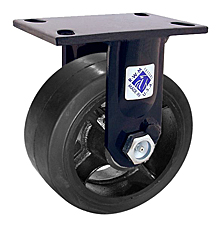 75 Series Rigid Caster - 8" x 3" Rubber on Iron Wheel - 840 lb. Cap.