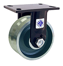 75 Series Rigid Caster - 12" x 3" V-Groove Iron Wheel - Tapered  Bearing - 6,000 lb. Cap.