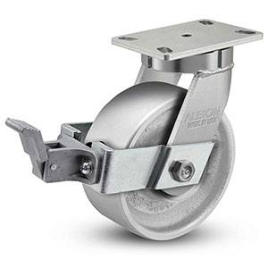 Swivel Caster with Total Lock - 6" x 3" Cast Iron Wheel, 2800 lb. Cap.