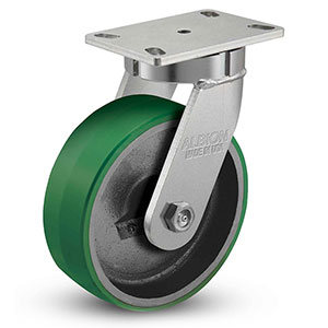 Swivel Caster - 8" x 3" Polyurethane on Iron Wheel, 2500 lb. Cap.