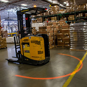 Forklift Approach Warning Light - Red LED Arc Beam, Magnet Mount