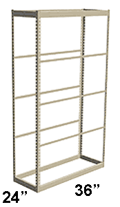 Low Profile Rivet Shelving, 36"w x 24"d x 84"h, 350Lbs. Cap., 5 Shelves - Starter