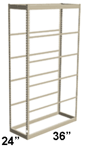 Low Profile Rivet Shelving, 36"w x 24"d x 84"h, 350Lbs. Cap., 6 Shelves - Starter