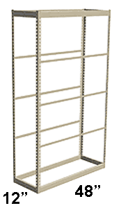 Low Profile Rivet Shelving, 48"w x 12"d x 84"h, 250Lbs. Cap., 5 Shelves - Starter