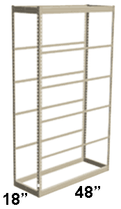 Low Profile Rivet Shelving, 48"w x 18"d x 84"h, 250Lbs. Cap., 6 Shelves - Starter