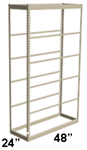 Low Profile Rivet Shelving, 48"w x 24"d x 84"h, 250Lbs. Cap., 6 Shelves - Starter