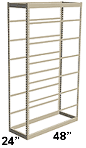 Low Profile Rivet Shelving, 48"w x 24"d x 84"h, 250Lbs. Cap., 8 Shelves - Starter