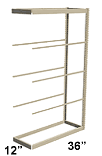 Low Profile Rivet Shelving, 36"w x 12"d x 84"h, 350Lbs. Cap., 5 Shelves - Adder