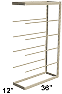 Low Profile Rivet Shelving, 36"w x 12"d x 84"h, 350Lbs. Cap., 6 Shelves - Adder