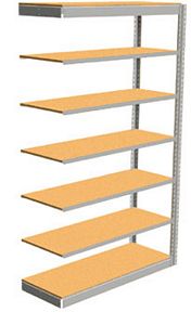 Low Profile Rivet Shelving, 36"w x 18"d x 84"h, 350Lbs. Cap., 7 Shelves - Adder - With Decking