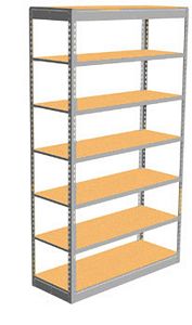 Low Profile Rivet Shelving, 36"w x 24"d x 84"h, 350Lbs. Cap., 7 Shelves - Starter - With Decking