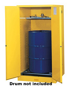 Vertical Drum Cabinet - 2 door, manual w/ drum rollers - Sure-Grip Handle, 1: 55-gal. drum