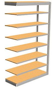 Low Profile Rivet Shelving, 36"w x 18"d x 84"h, 350Lbs. Cap., 8 Shelves - Adder - With Decking
