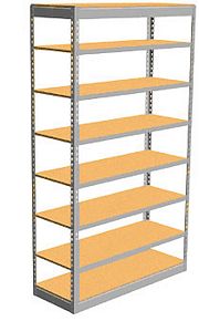 Low Profile Rivet Shelving, 36"w x 18"d x 84"h, 350Lbs. Cap., 8 Shelves - Starter - With Decking