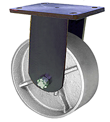 95 Series Rigid Caster - 6" x 3" Cast Iron Wheel - 3,000 lb. Cap.