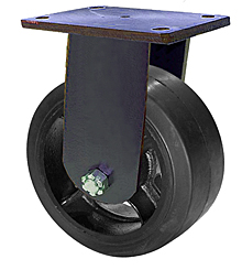 95 Series Rigid Caster - 10" x 4" Rubber on Iron Wheel - 1,400 lb. Cap.