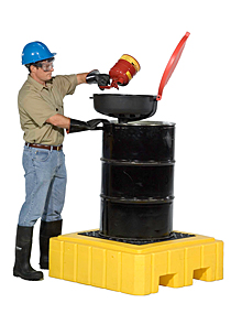 Single Drum Spill Containment Pallet - Low Profile, No Drain, Yellow