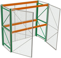 Pallet Rack with Security Cage - 72"w x 24"d x 96"h, 2 Beam Levels w/ 4000 lb. cap.