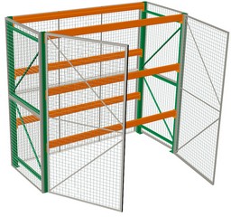 Pallet Rack with Security Cage - 120"w x 48"d x 120"h, 3 Beam Levels w/ 6700 lb. cap.