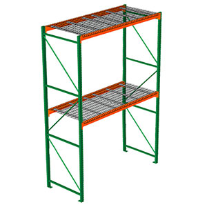 Pallet Rack with Wire Decking - Starter, 2 Beam Levels - 96"w x 42"d x 144"h - 5080 Cap. Beams