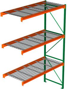 Pallet Rack with Wire Decking - Adder with 3 Beam Levels - 48"w x 42"d x 144"h