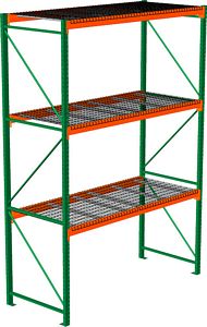 Pallet Rack with Wire Decking - Starter with 3 Beam Levels - 48"w x 42"d x 144"h