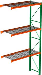 Pallet Rack with Wire Decking - Adder with 3 Beam Levels - 48"w x 42"d x 192"h