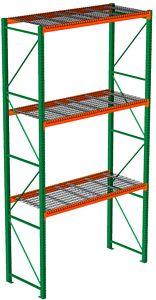 Pallet Rack with Wire Decking - Starter with 3 Beam Levels - 48"w x 42"d x 192"h