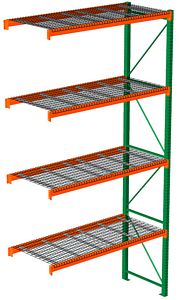 Pallet Rack with Wire Decking - Adder with 4 Beam Levels - 48"w x 42"d x 192"h