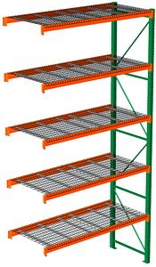 Pallet Rack with Wire Decking - Adder, 5 Beam Levels - 108"w x 42"d x 216"h - 7320 Cap. Beams