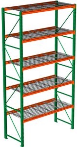 Pallet Rack with Wire Decking - Starter, 5 Beam Levels - 96"w x 36"d x 192"h - 4000 Cap. Beams