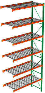 Pallet Rack with Wire Decking - Adder with 6 Beam Levels - 48"w x 42"d x 216"h